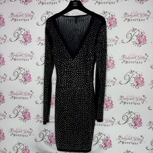 San joy dress rhinestones bling diamonds crystals mesh black silver new years